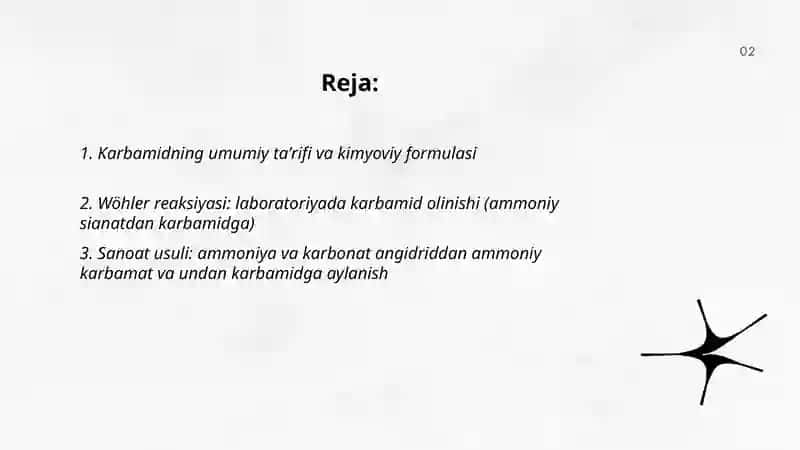 Karbamid sintezi. Olinishi, xossalari va ahamiyati 2