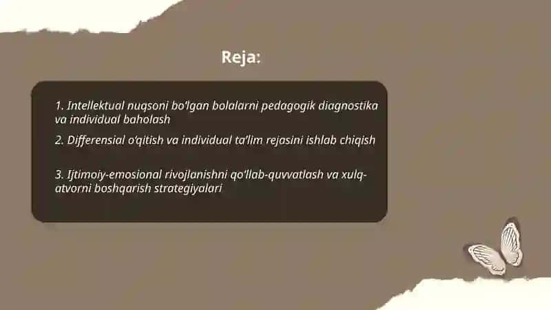 Intellektual nuqsonli bolalarga ta’lim tarbiya jarayonini tashkil etish 2