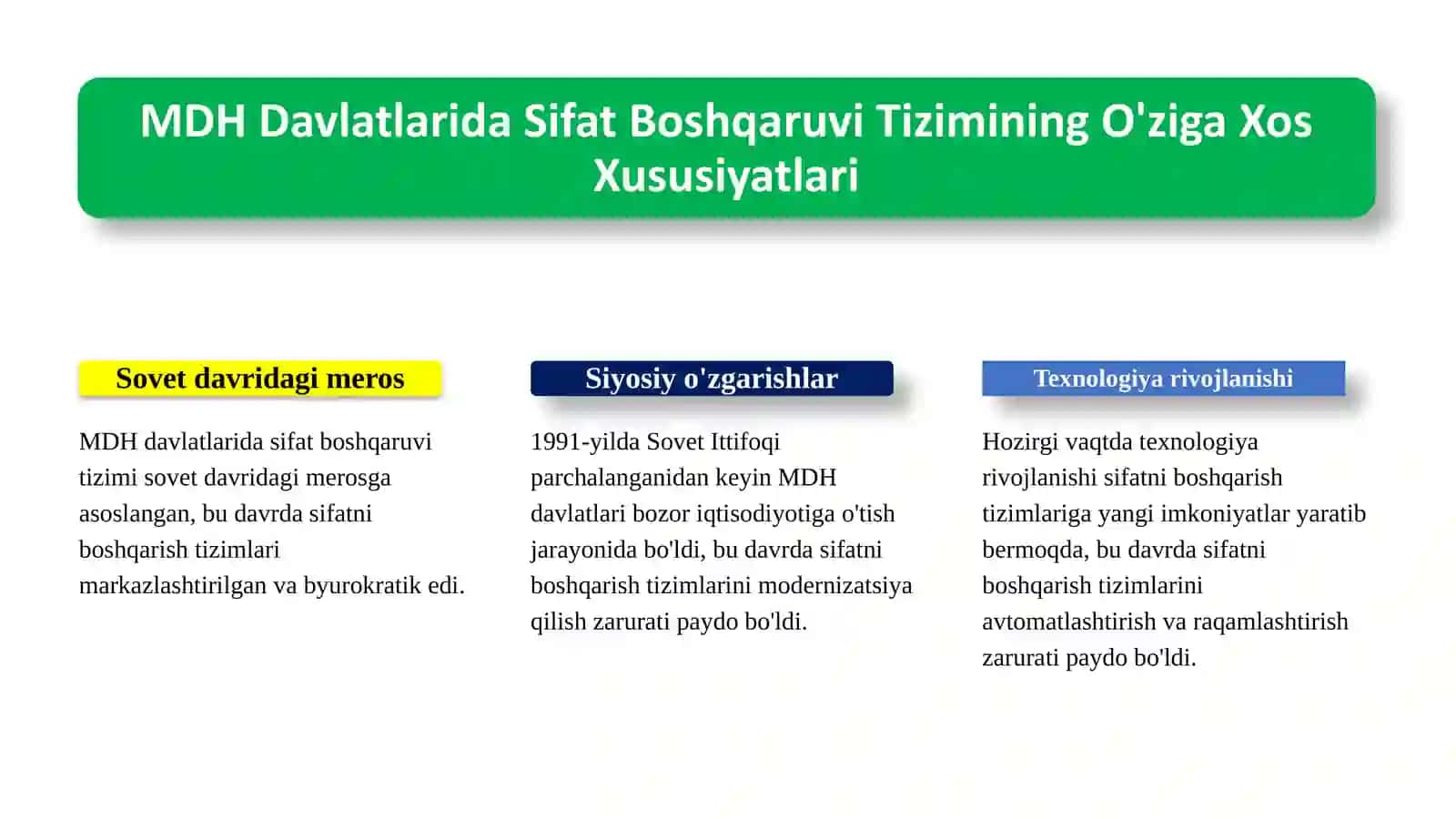 3-Mavzu. Sifatini boshqarishda chet  davlatlar tajribasi 2