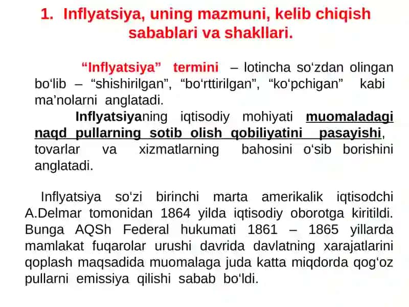 Inflyatsiya va uning turlari 2