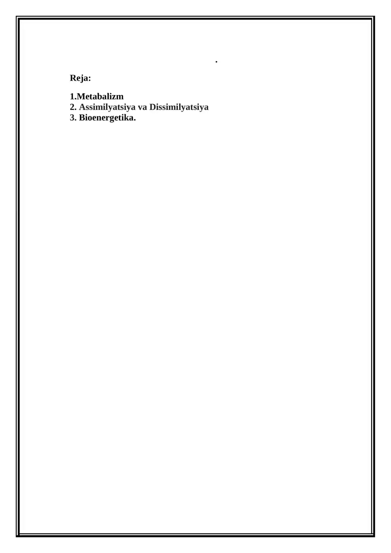 Modda almashinuv jarayonlarning boshqarilishi. Bioenergetika 2