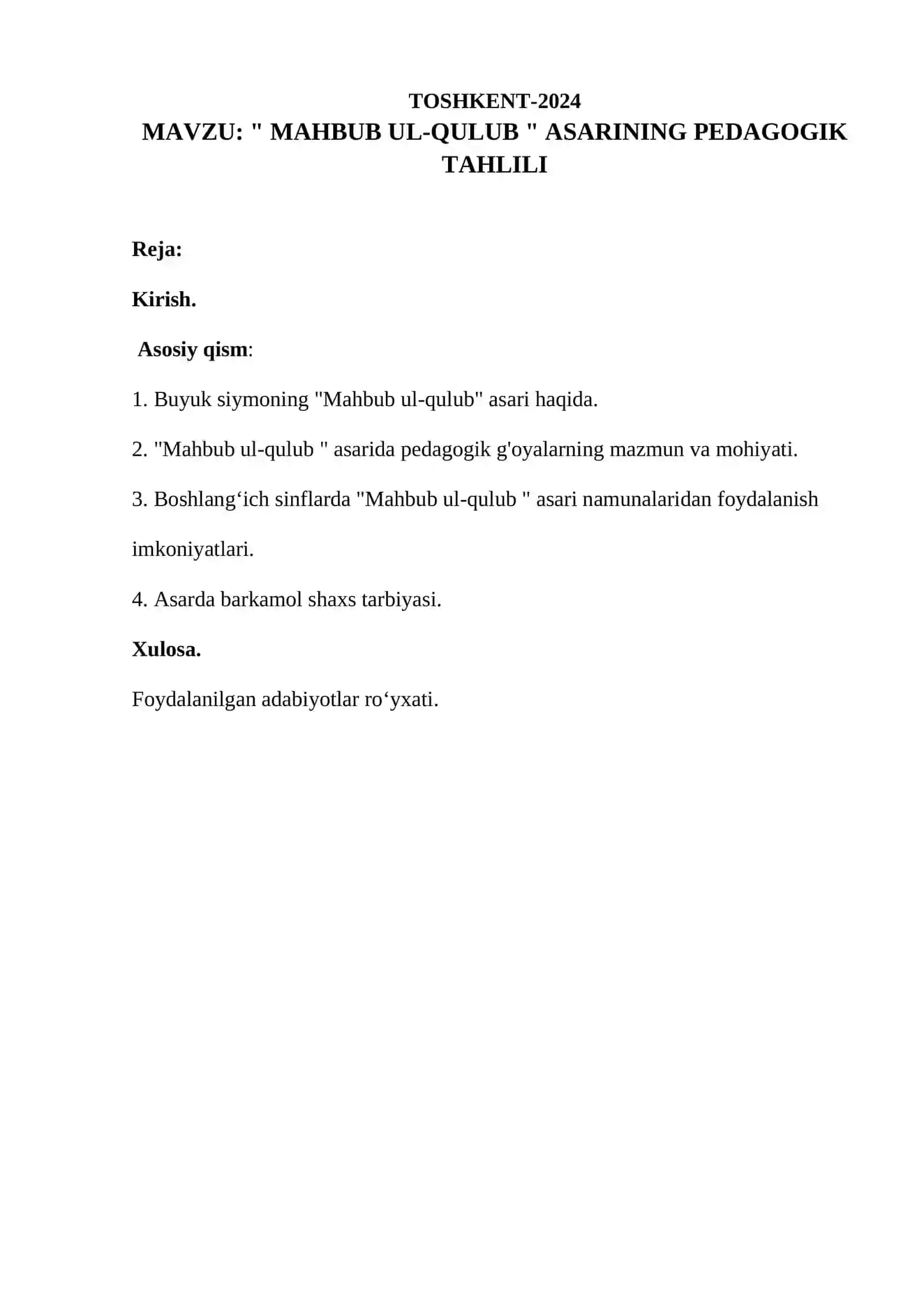 "MAHBUB UL-QULUB" ASARINING PEDAGOGIK TAHLILI 2