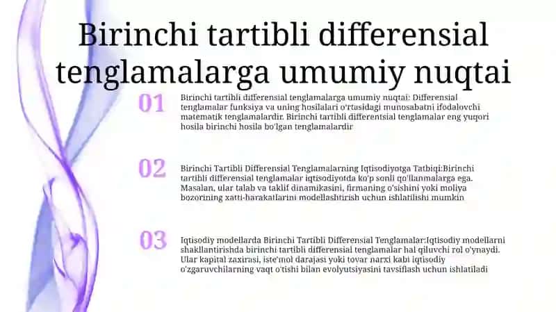 Birinchi Tartibli Differensial Tenglamalarning Iqtisodiyotga Tatbiqi 2