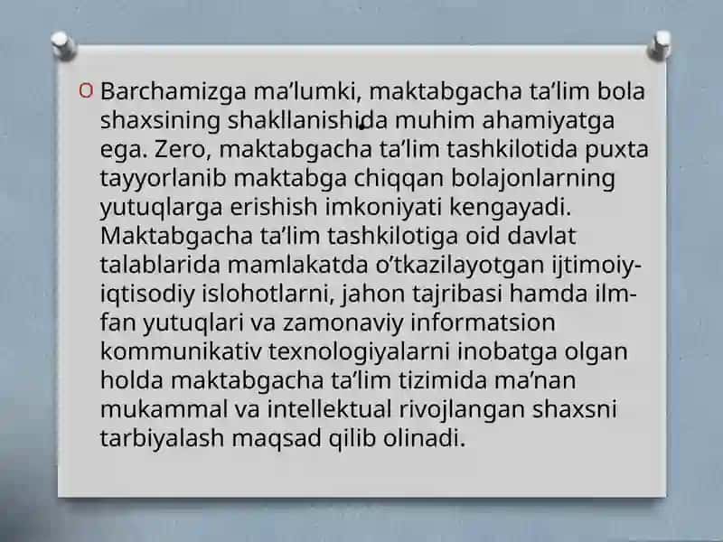 Maktabgacha ta'lim tizimida ta'lim sifatini yangi bosqichga olib chiqish 2