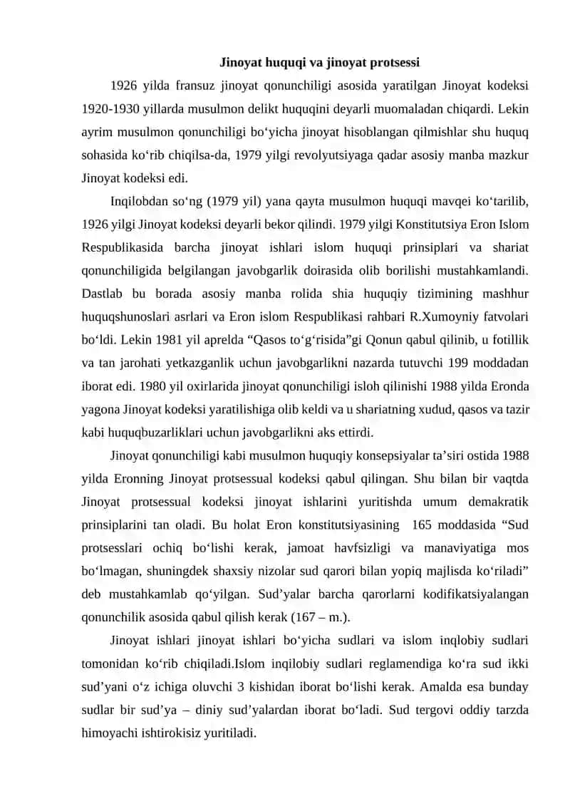 Jinoyat huquqi va jinoyat protsessi 2
