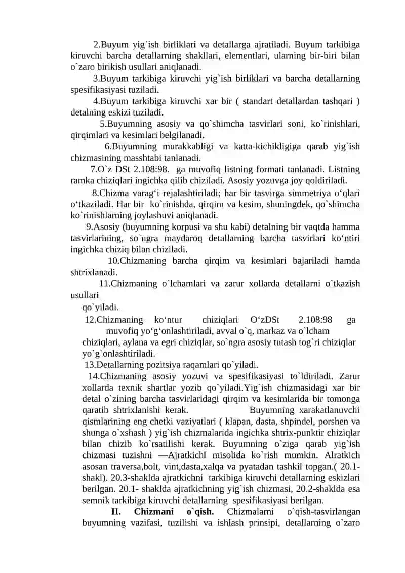 Yig`ish chizmalarini tuzish va o`qish 2
