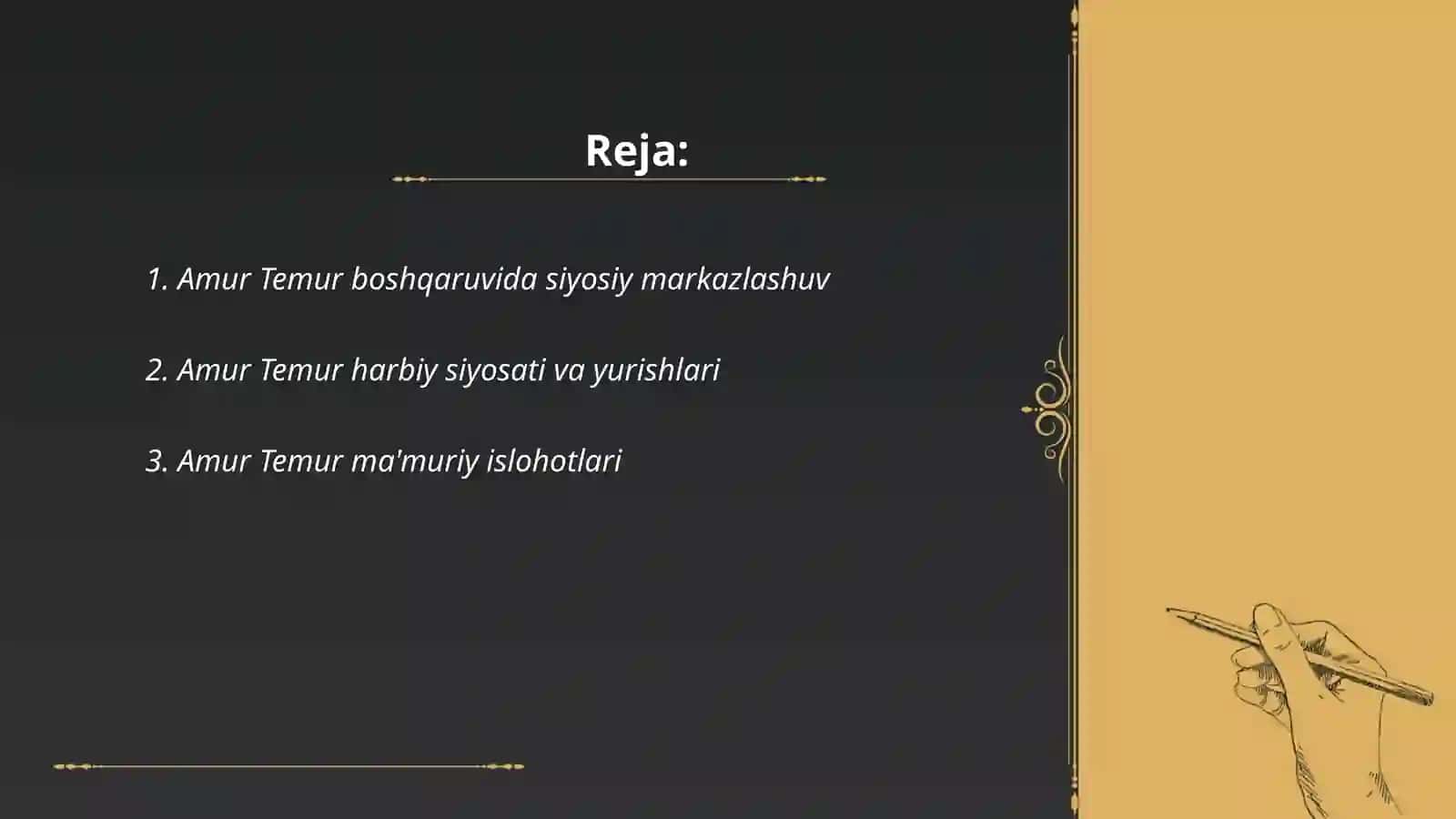 Amur Temur boshqaruvi 2