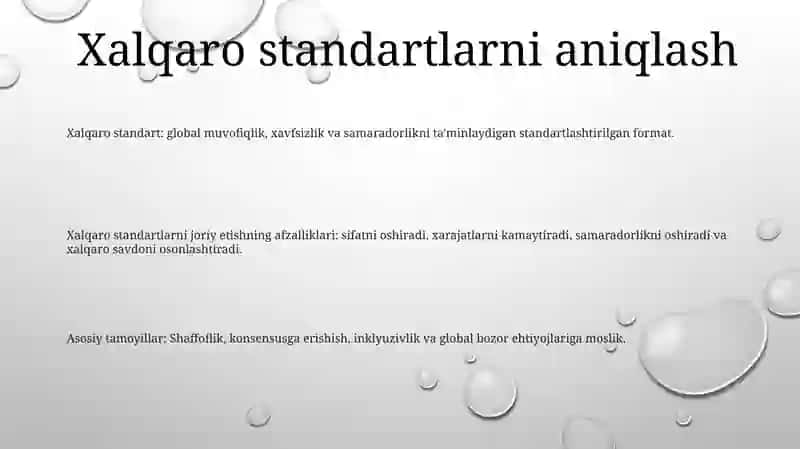 Xalqaro Standartlarni Qo‘llash va Joriy Etish 2