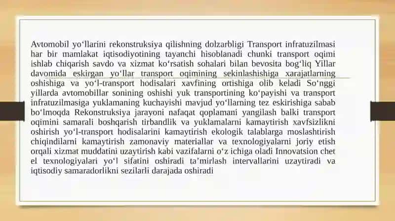 Avtomobil yo’llarini rekonstruksiya qilishda chet el texnologiyalari 2