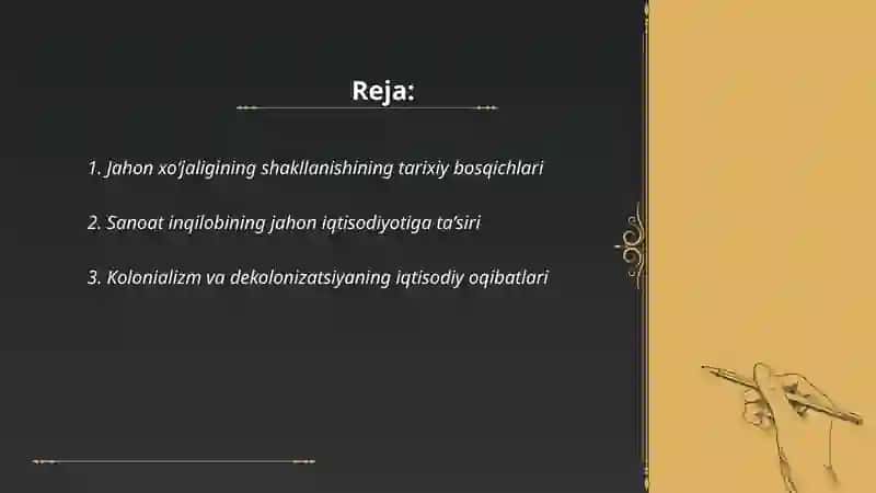 Jahon xoʻjaligining shakllanishi va rivojlanishi 2