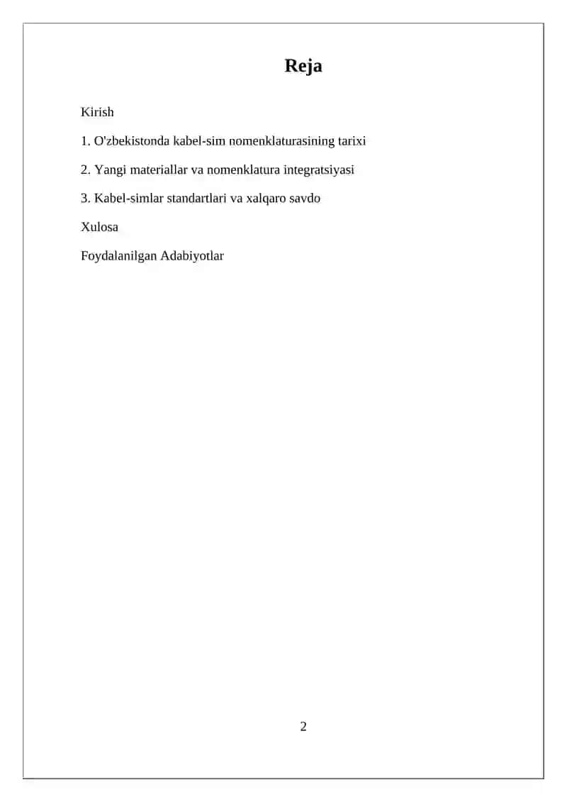 KABEL-SIM MAXSULOTLARINING NOMENKLATURASI 2