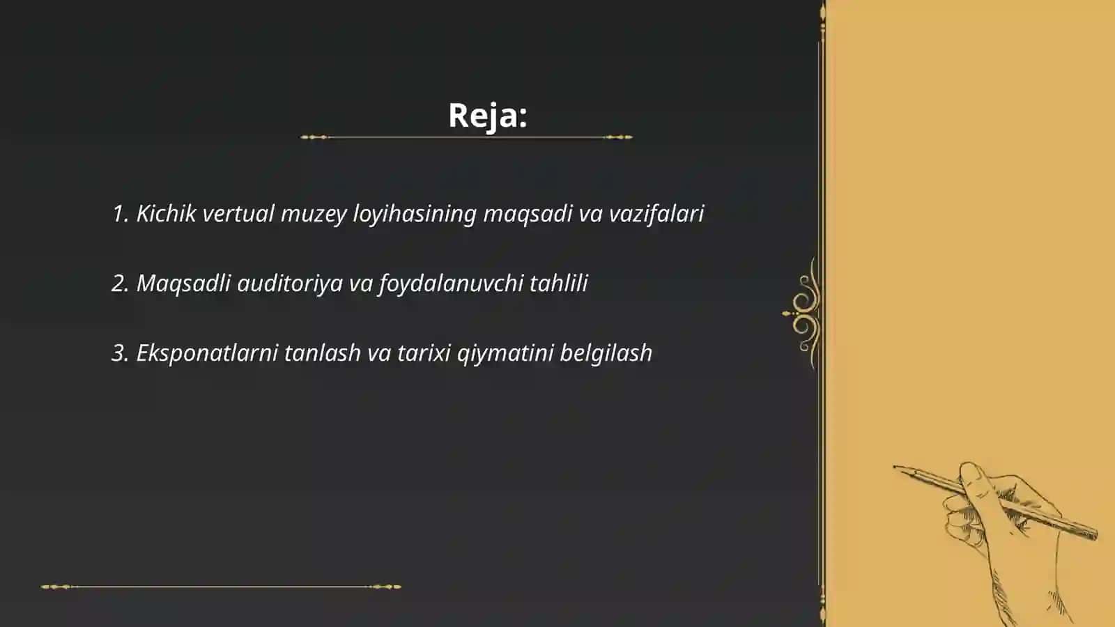 Kichik vertual muzey loyihasini shakllantirish 2