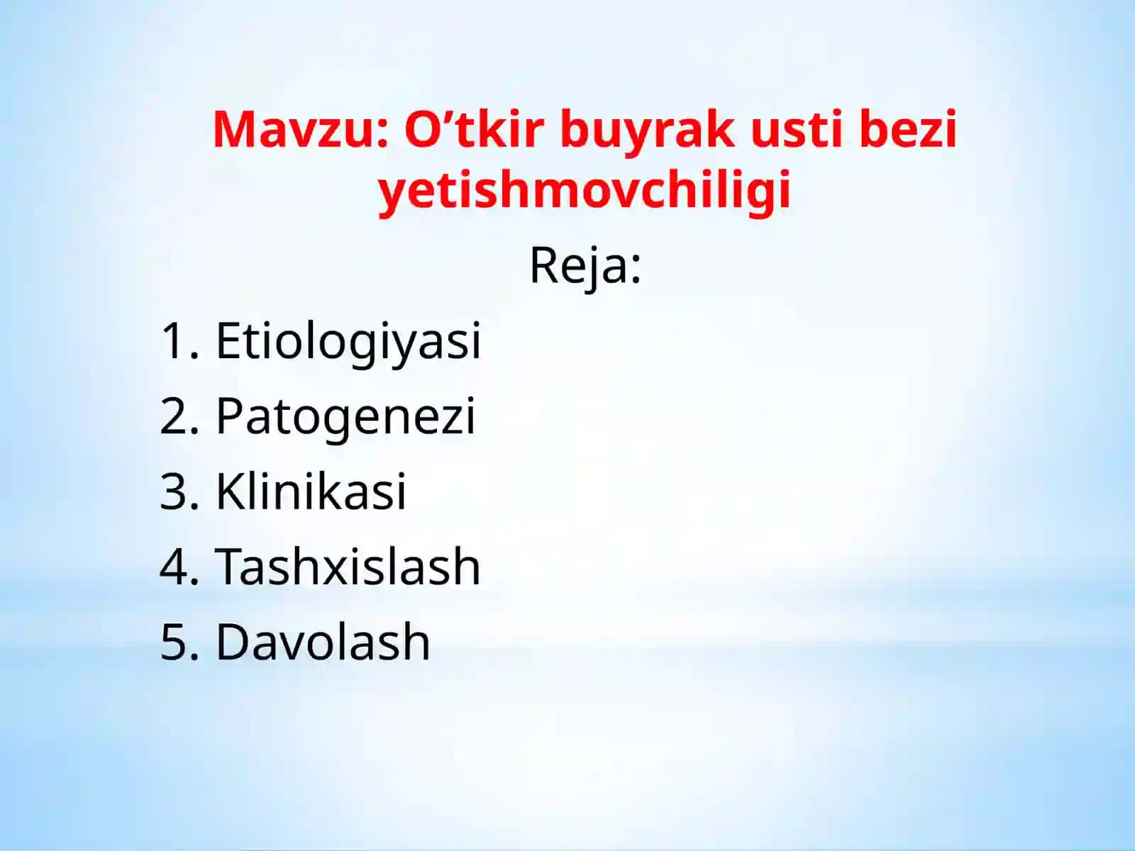 O'tkir buyrak ustibezi yetishmovchiligi 2
