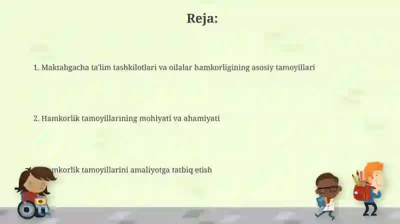 Maktabgacha ta'lim tashkilotlari va oilalar hamkorligi 2