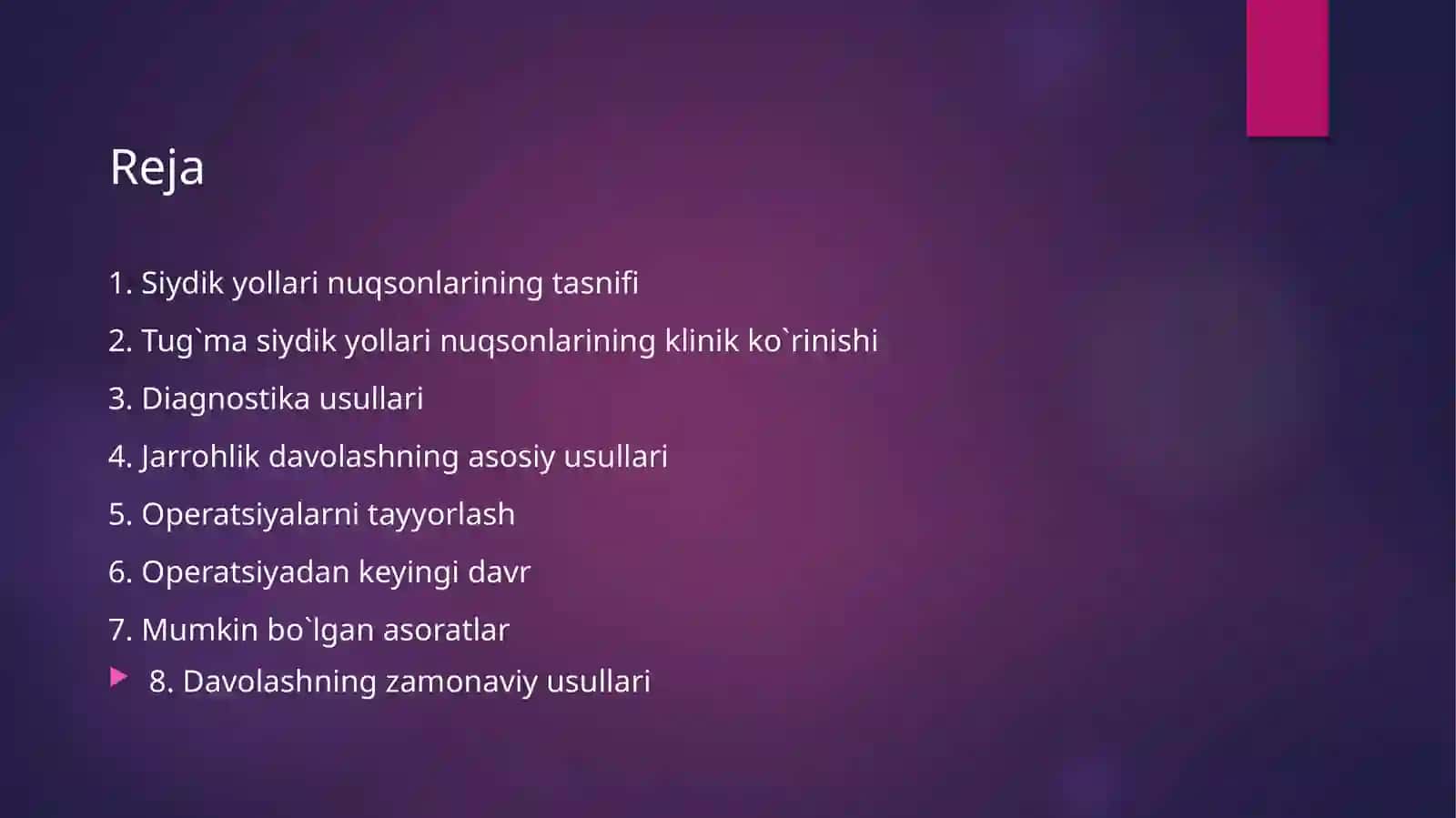 Siydik yòllarida tuĝma nuqsonlarida bajariladigan operatsiyalar 2