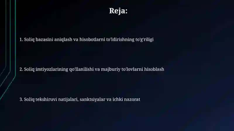 Soliq bazasini aniqlash va hisobotlarni to'ldirish 2