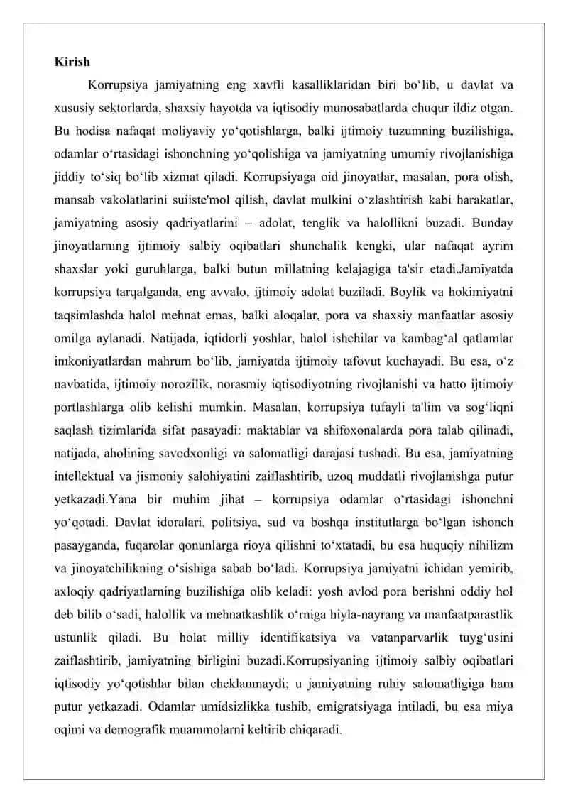 Korrupsiyaga oid jinoyatlarning ijtimoiy salbiy oqibatlar 2