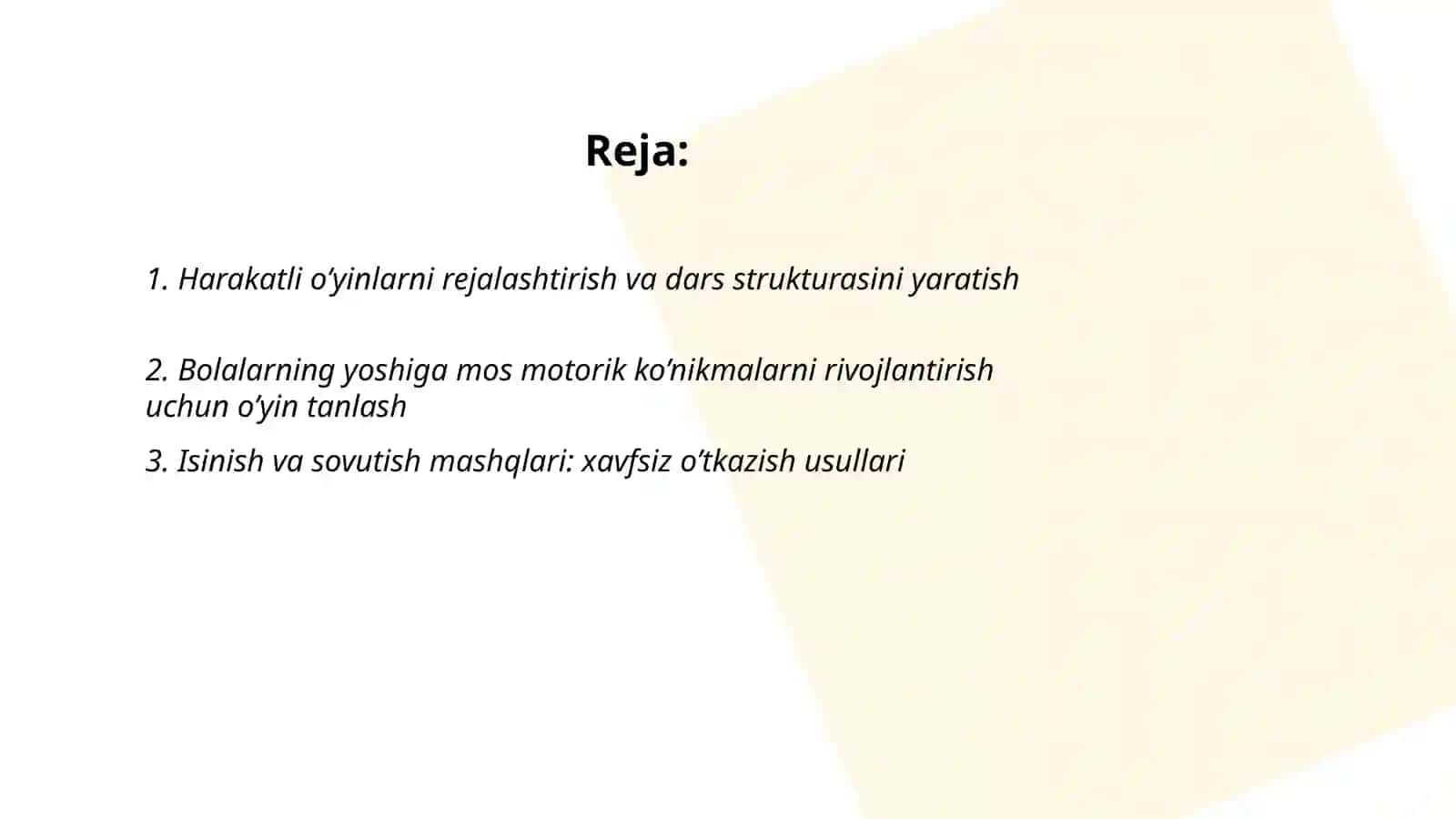 Harakatli O’yinlarni O’rgatish 2
