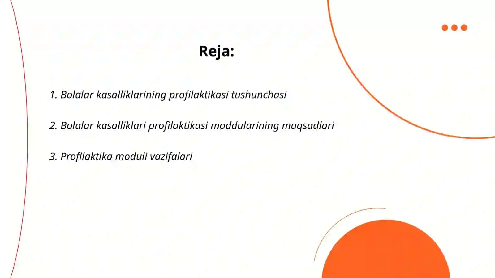 Bolalar kasalliklari prodovektikasi moduliga kirish 2