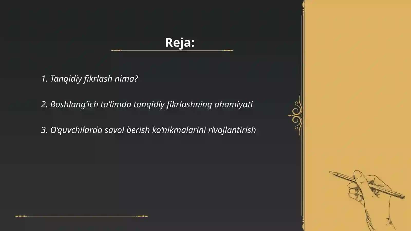 Tanqidiy fikrlash ko‘nikmalarini rivojlantirish shart-sharoitlari 2