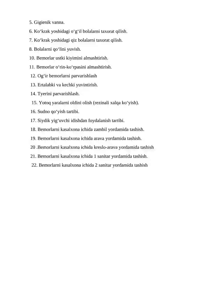 Davolash bo‘limini sanitar-gigienik rejimi 2