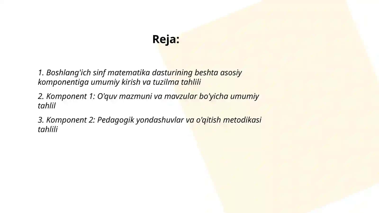 Boshlang'ich sinf matematika dasturining asosiy 5 ta komponentlari umumiy tahlili 2