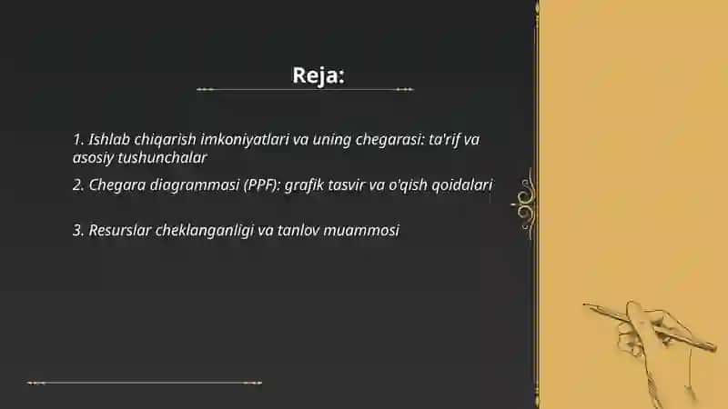 Ishlab chiqarish imkoniyatlari va uning chegarasi 2
