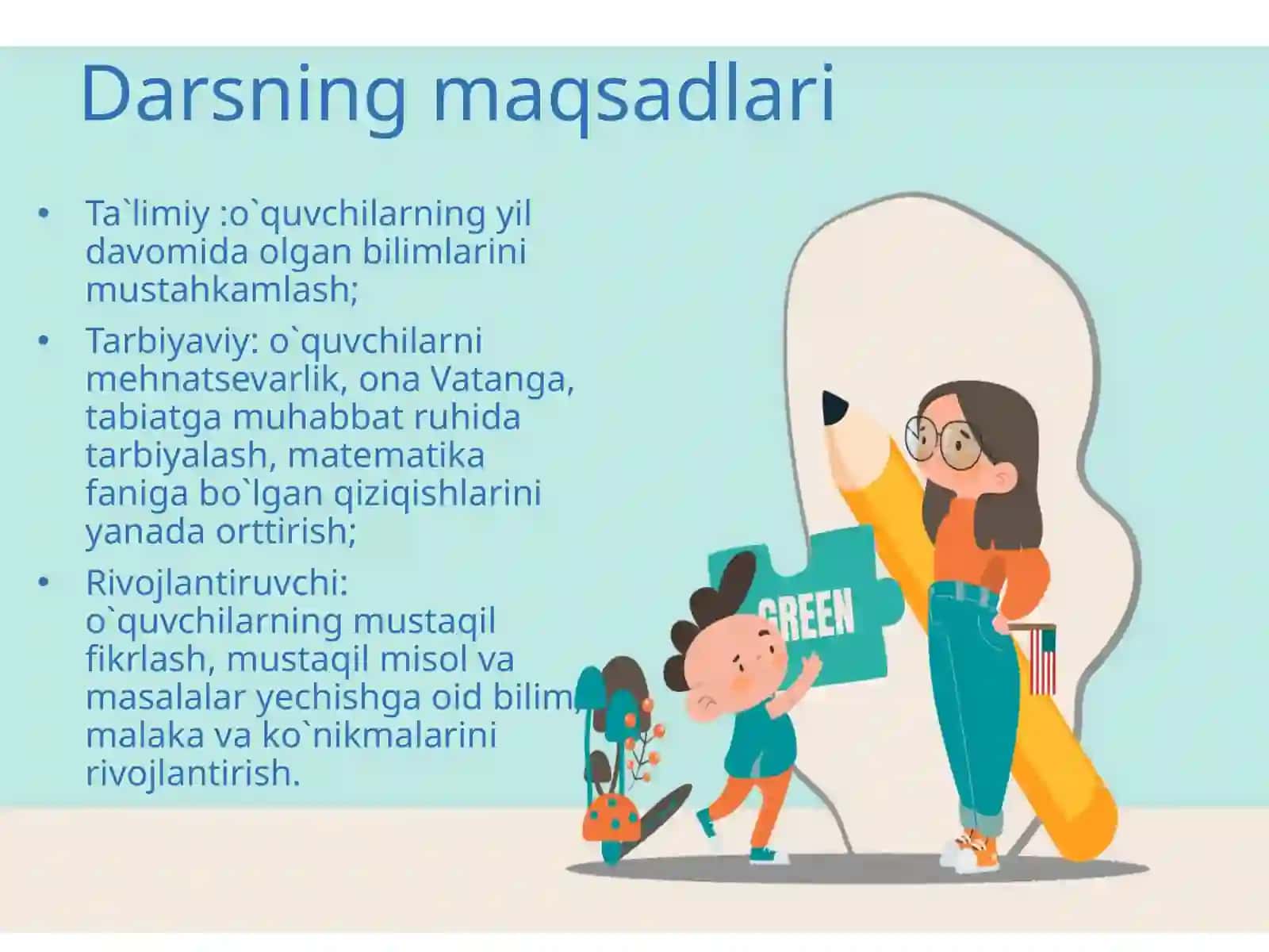 4-sinf Matematika 'Yil davomida o'tilgan mavzularni mustahkamlash' taqdimot 2