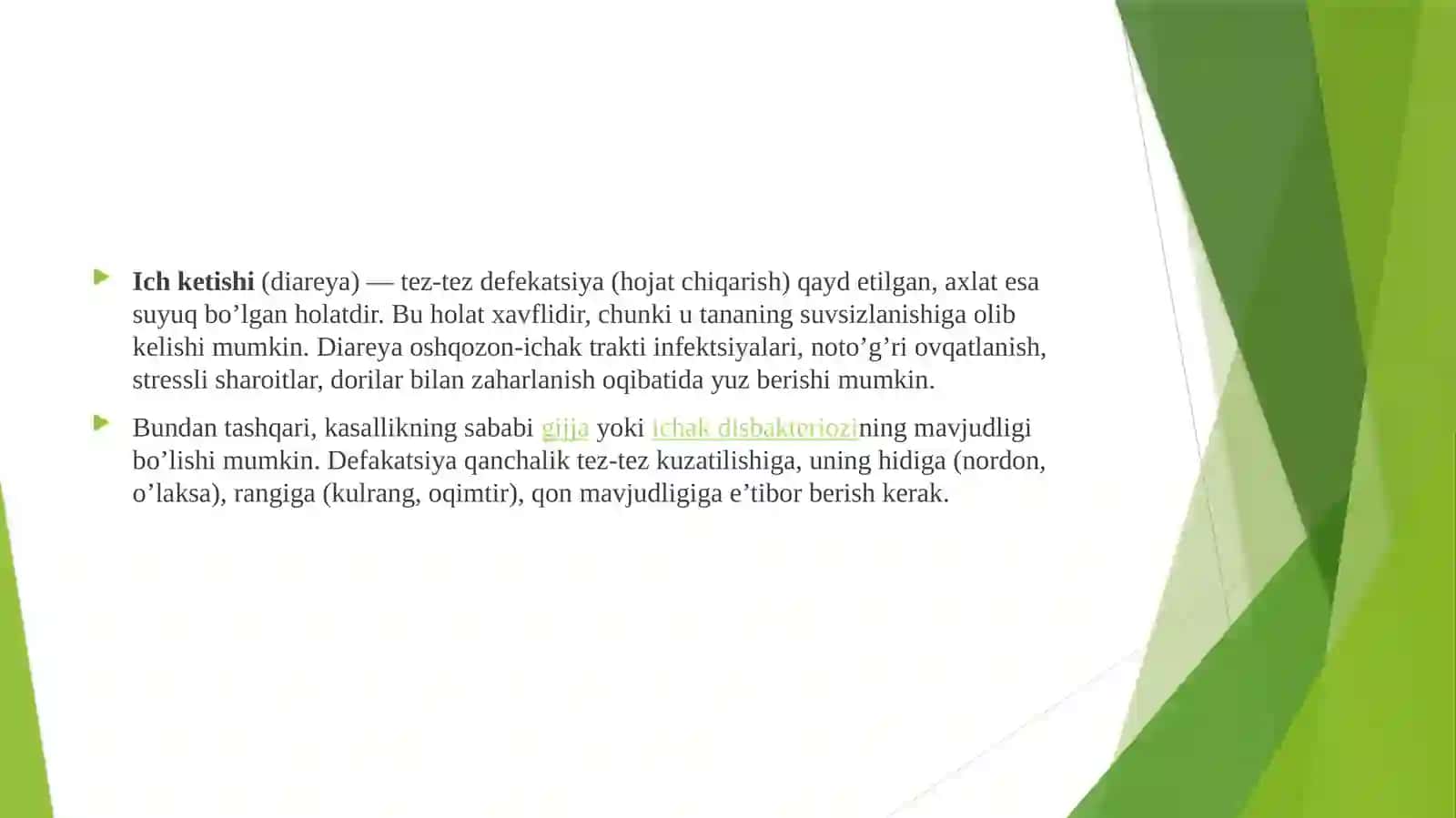 Diareya sindromi. 2