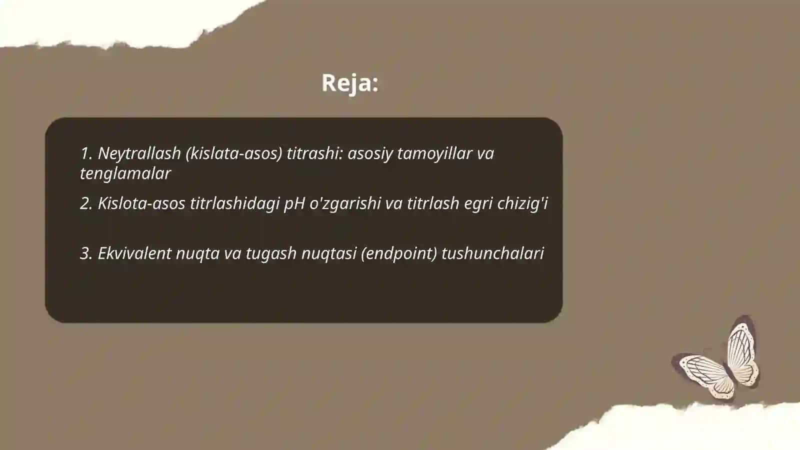 Neytrallash (kislata asosli titrash) usuli asoslari 2