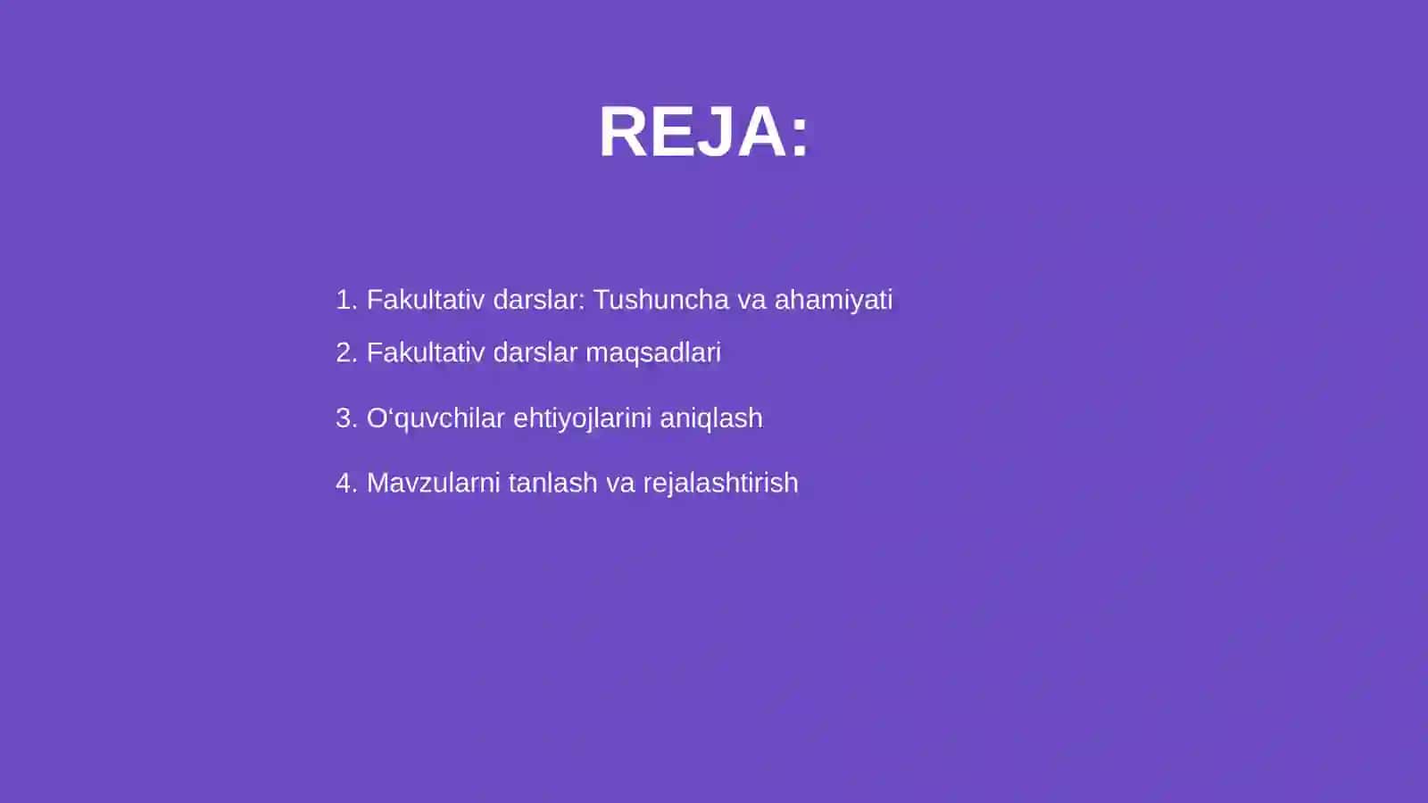 Fakultativ darslarni tashkil etish 2
