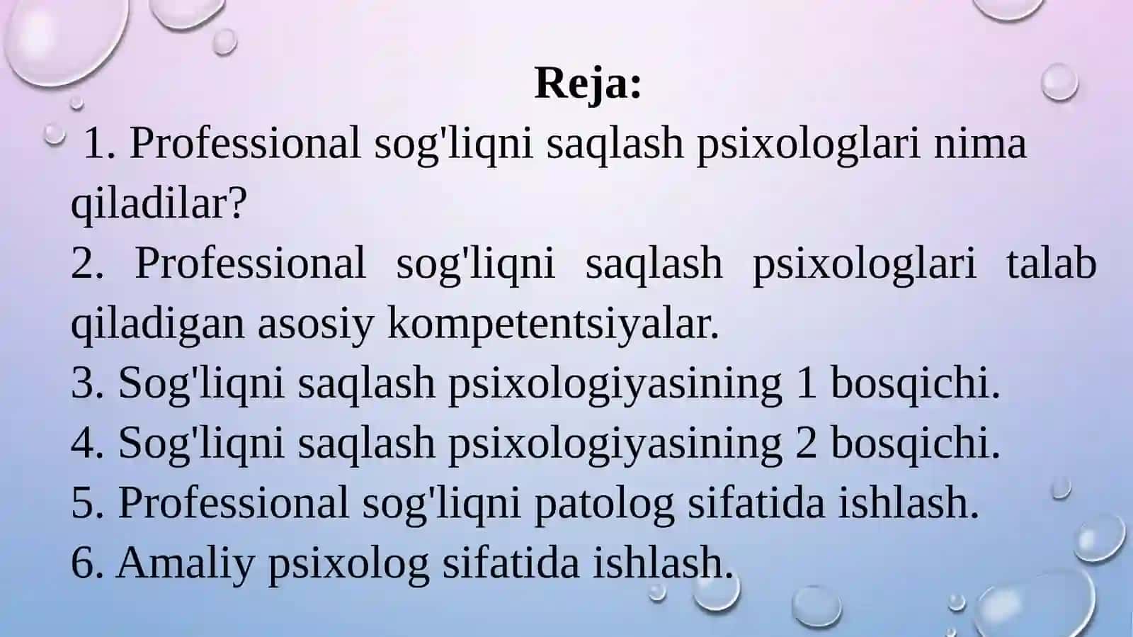 Sog'liqnisaqlash psixologi sifatida o'qitish va ishlash 2
