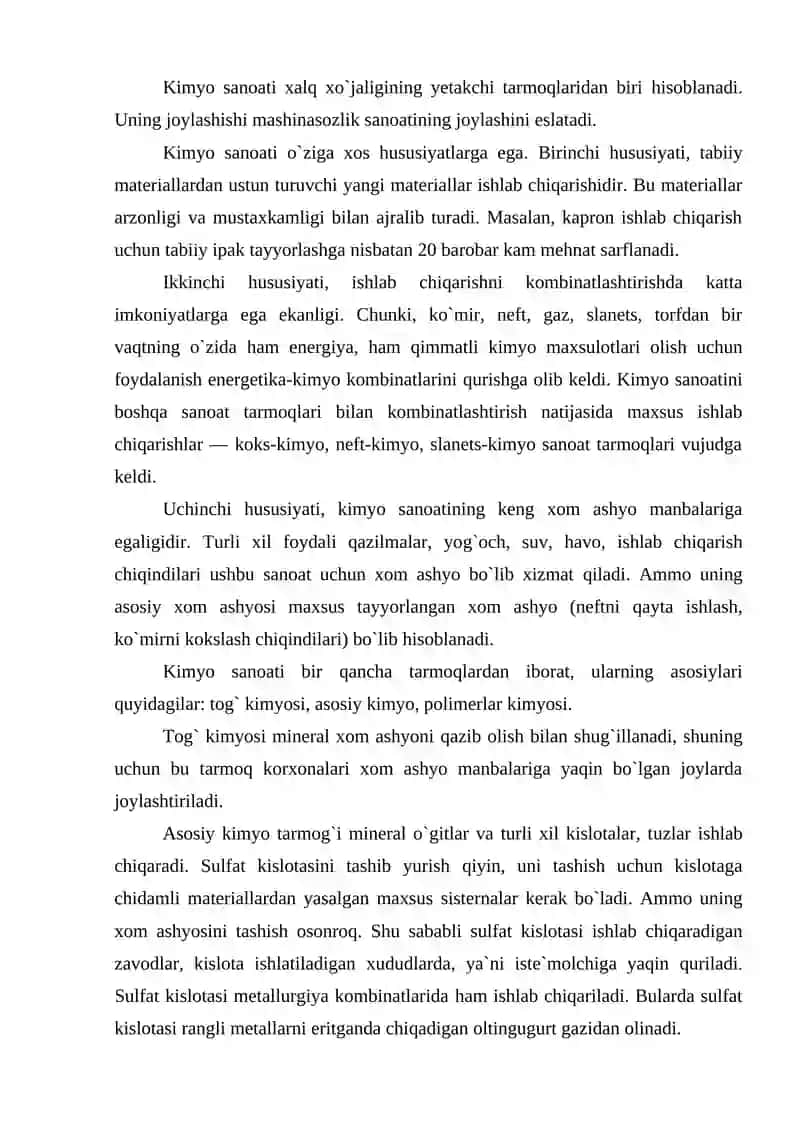 O`ZBEKISTON KIMYO FANI VA KIMYO SANOATI RIVOJLANGAN DAVLAT 2