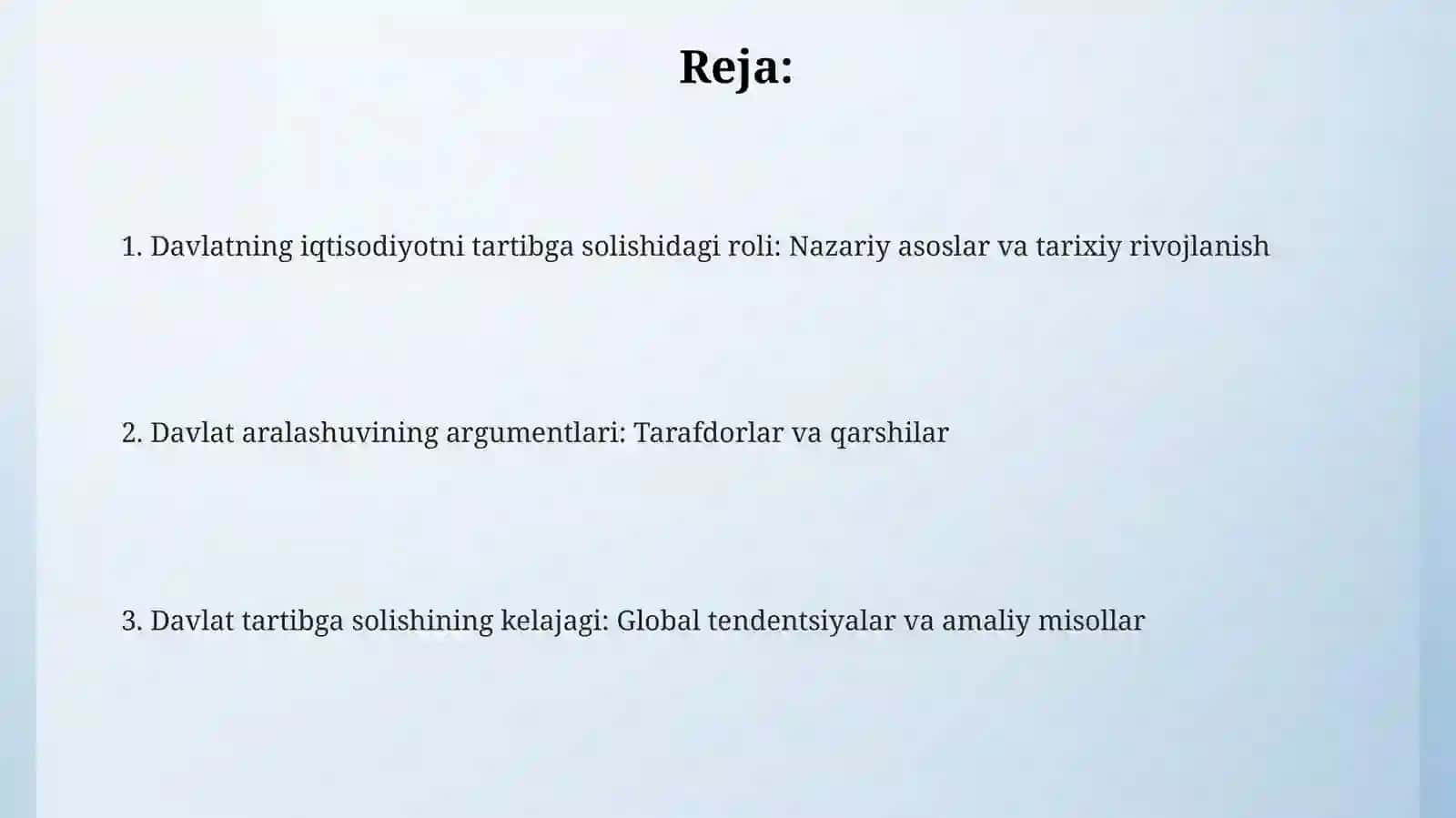 Milliy iqtisodiyotni tartibga solishda davlatning roli haqidagi nazariyalar va qarashlar 2