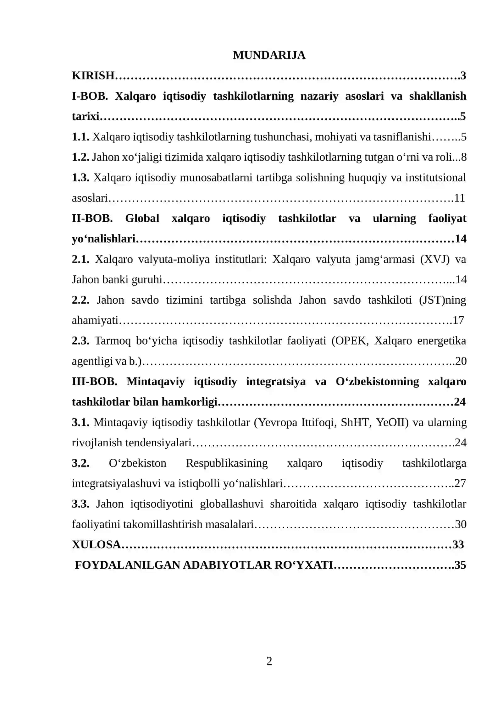 Xalqaro iqtisodiy tashkilotlarning nazariy asoslari va shakllanish tarixi 2