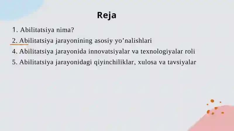 Nogironligi bo'lgan shaxslarni abilitatsiya qilish jarayonlari 2