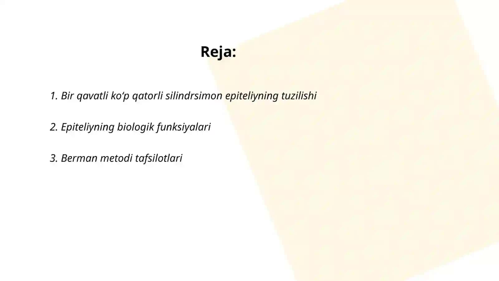 Bir qavatli koʻp qatorli silindirsimon kiprikli epitiley Berman metodidan foydalanib nematodalarni ajratib olish 2