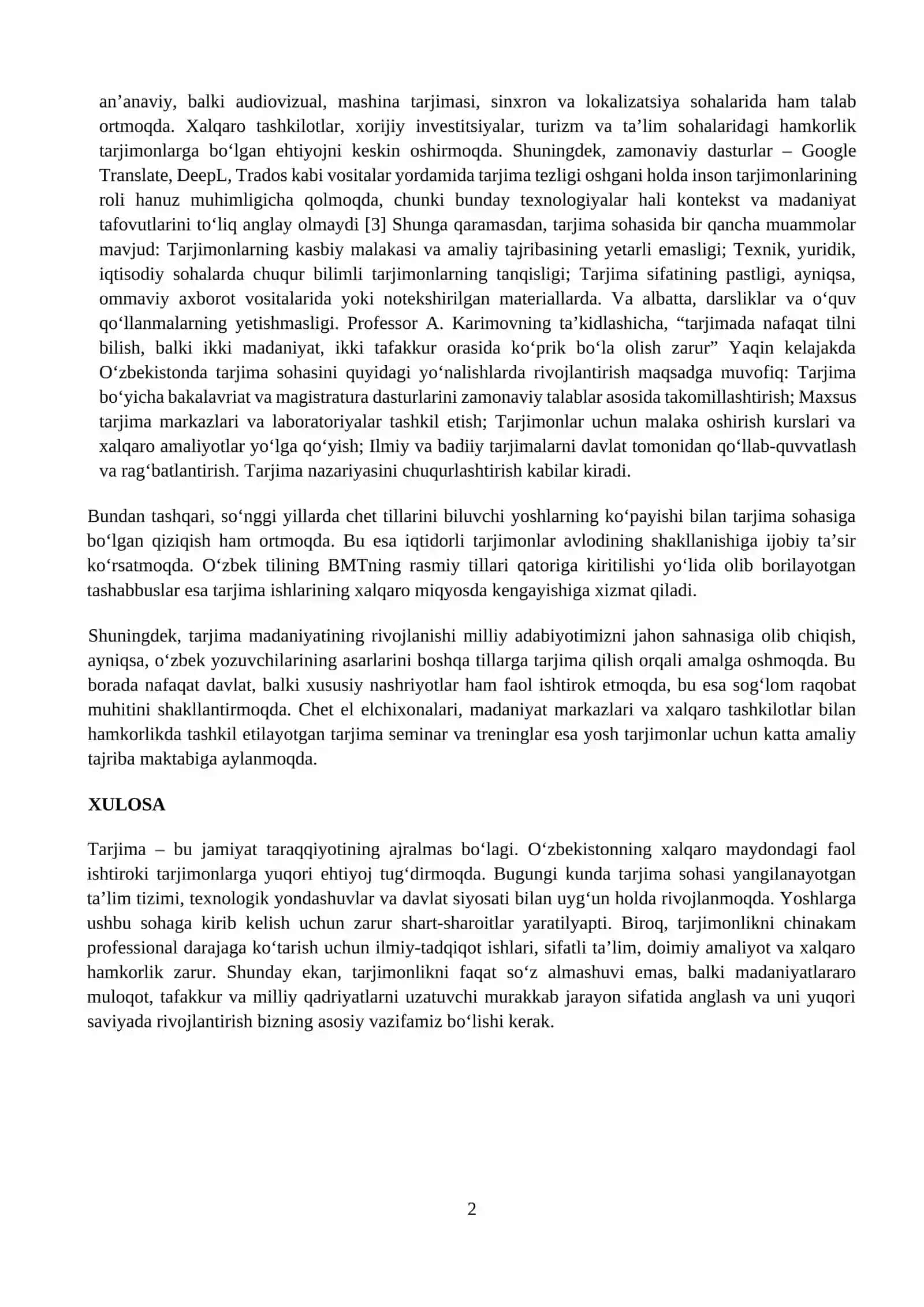 O‘zbek Milliy Tarjimashunoslik Tarixida Ijodiy Tarjimaning O‘rni 2