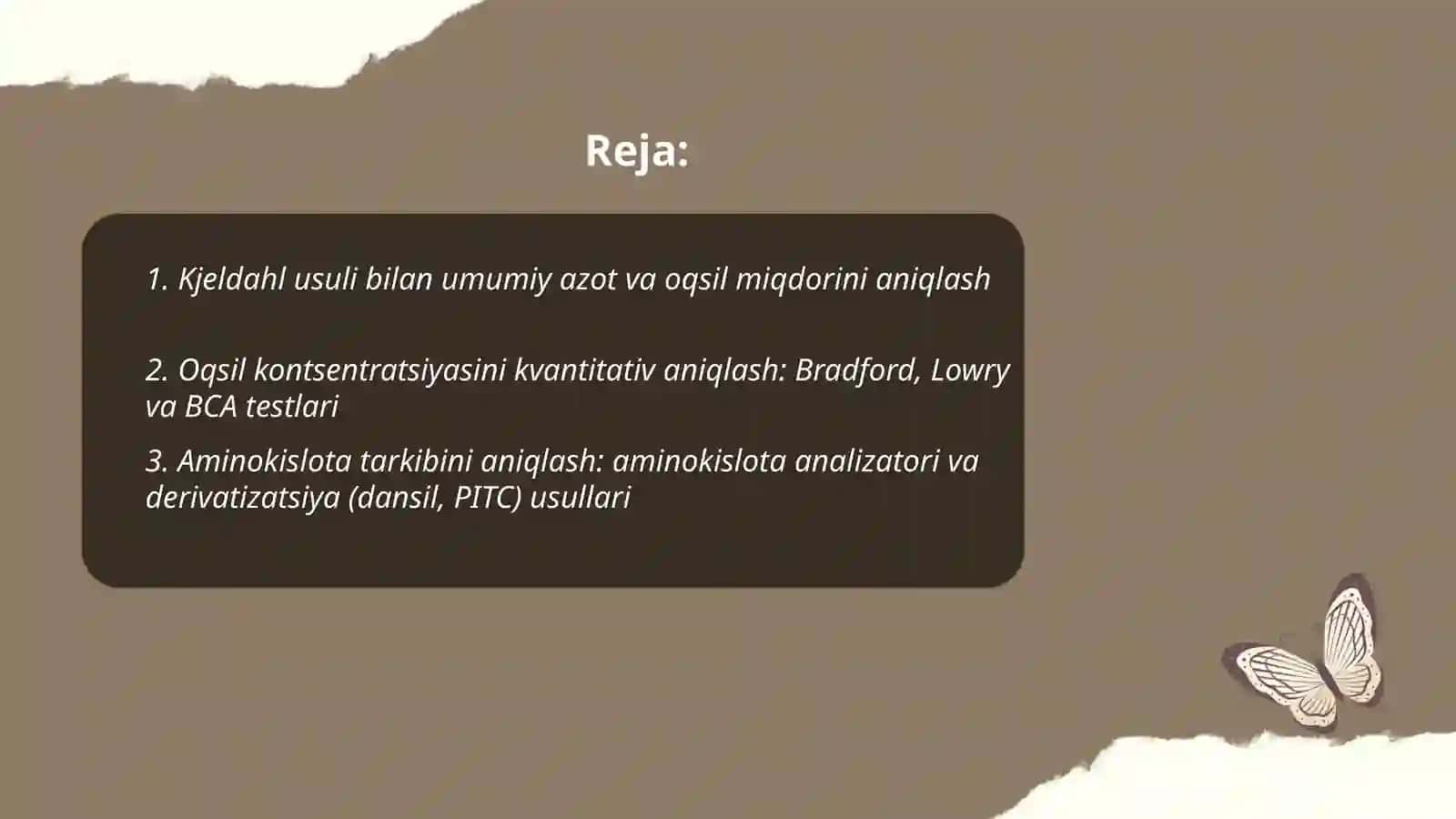 Oqsillar va peptidlarning kimyoviy tarkibini aniqlash tamoyillari 2