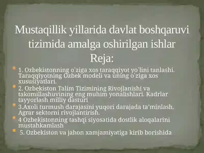 O'zbekistonning oʻziga xos taraqqiyot yoʻllari 2