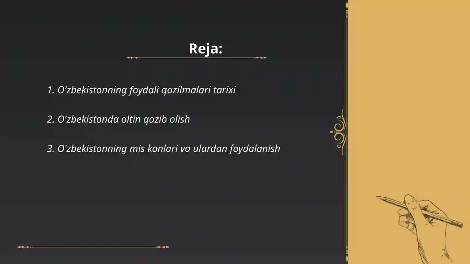 Mavzu: O'zbekistonning foydali qazilmalari tarixi 2