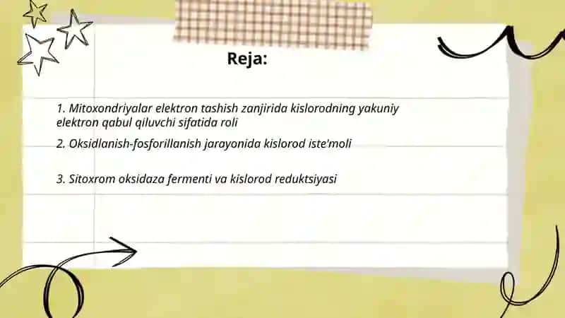 Biologik oksidlanish reaktsiyalarda kislorodning isteʼmol qilish yoʻllari 2