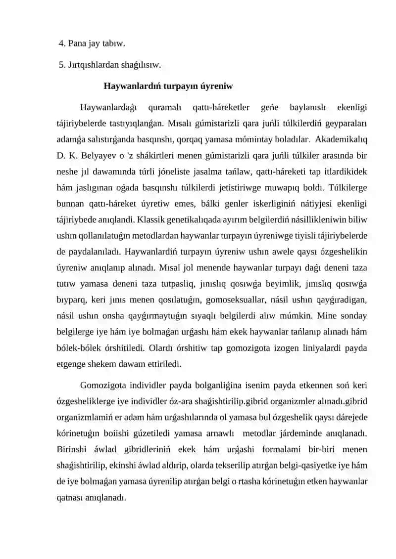 Minez-qulıq genetikasi jáne onıń haywanlar ónimdarlıǵı menen baylanıslıǵı 2