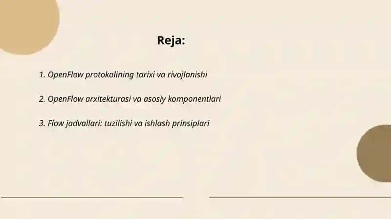 OpenFlow protokoli va dasturiy boshqaruv konsepsiyasi 2
