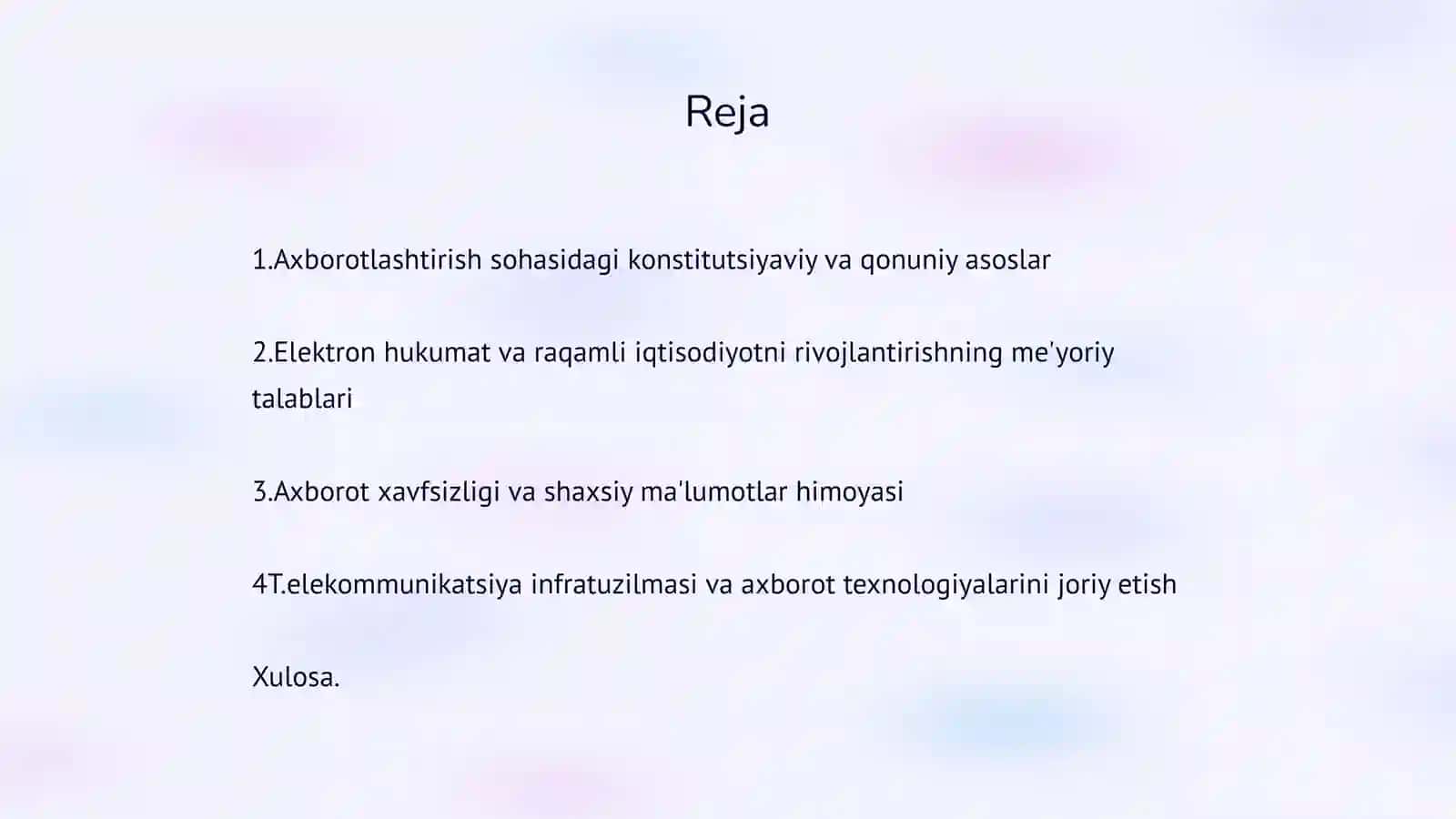 Oʻzbekistonda axborotlashtirish sohasida meʼyoriy-huquqiy hujjatlar 2