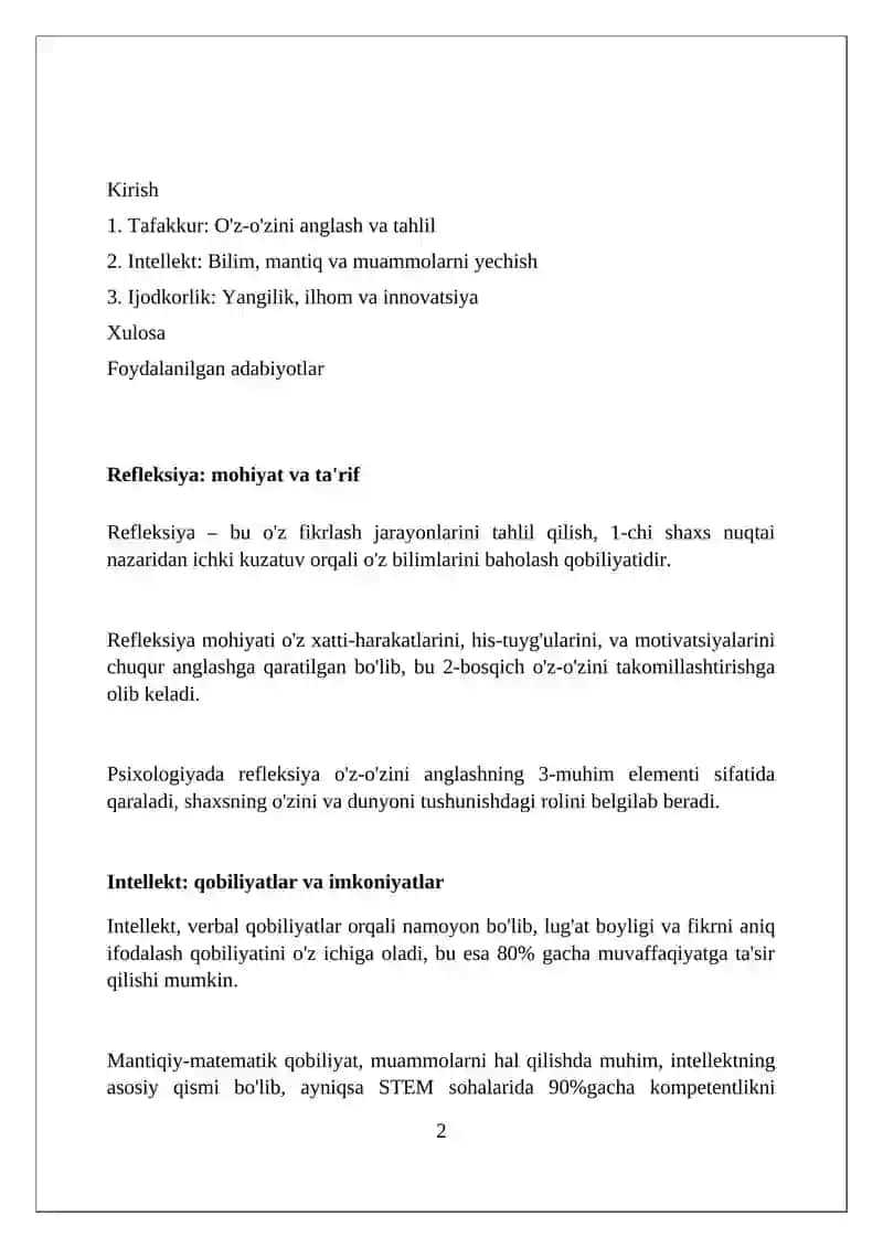 Refleksiya: mohiyat va ta'rif 2