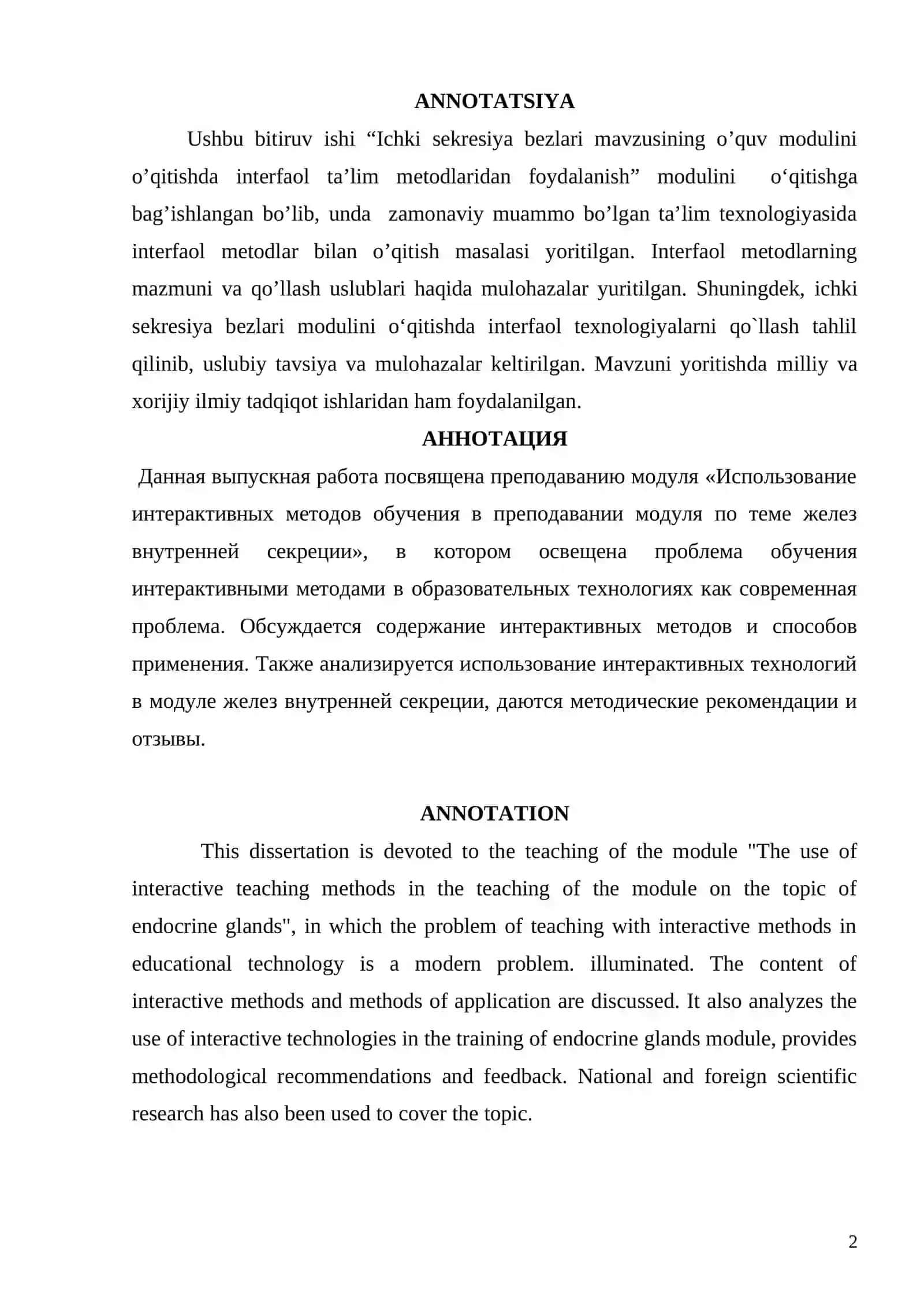 BIOLOGIYA O‘QITISH METODIKASI YO‘NALISHI 2