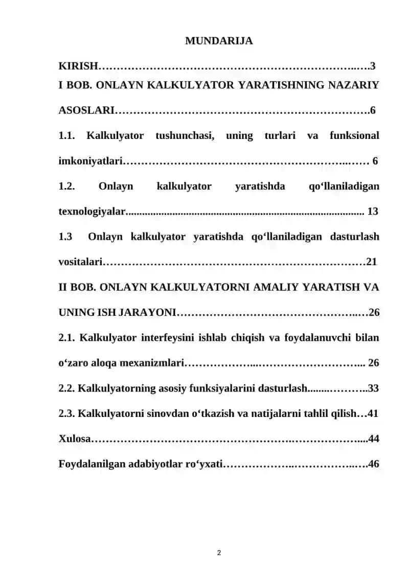 Online kalkulyator yaratish 2