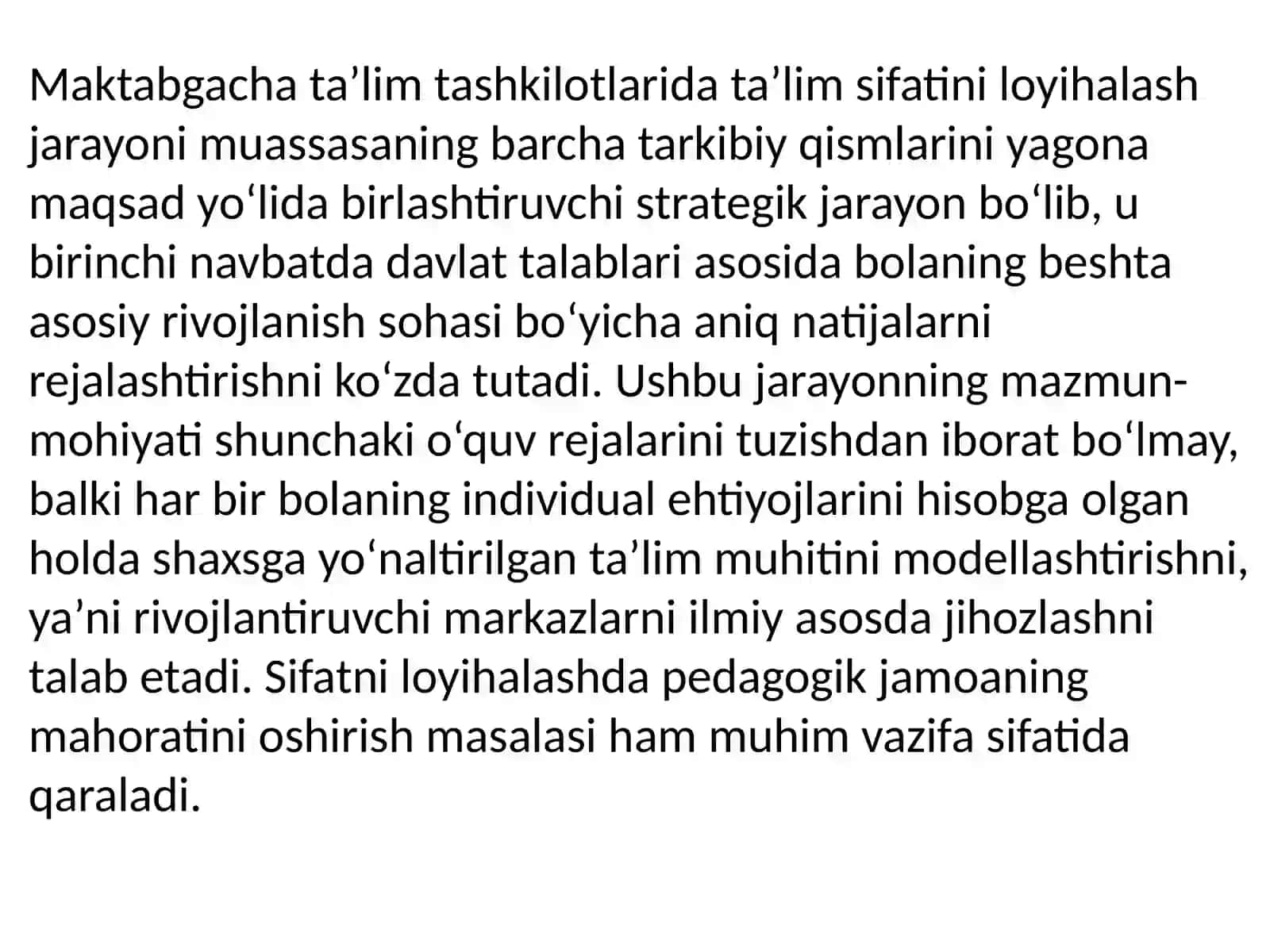 Ta'lim sifatini loyihalashning asosiy vazifalari 2