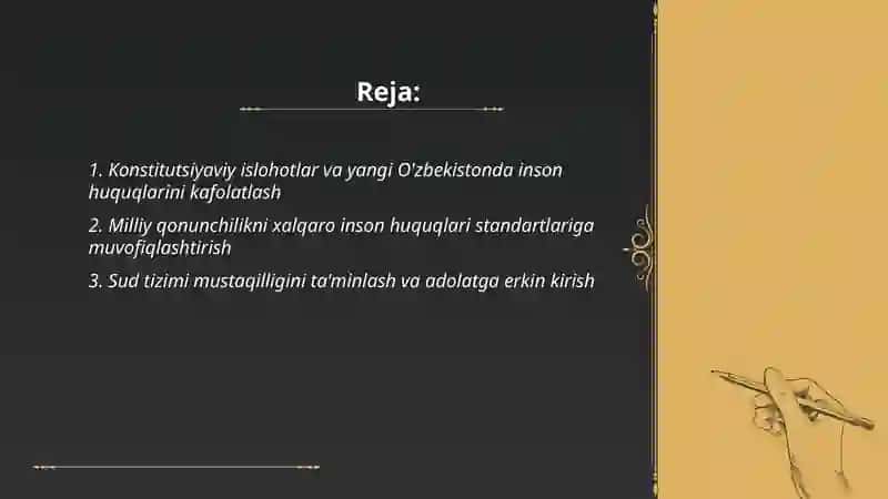 Yangi Õzbekistonda inson haq-huquqlari va erkinliklari kafolatining yaratilishi 2